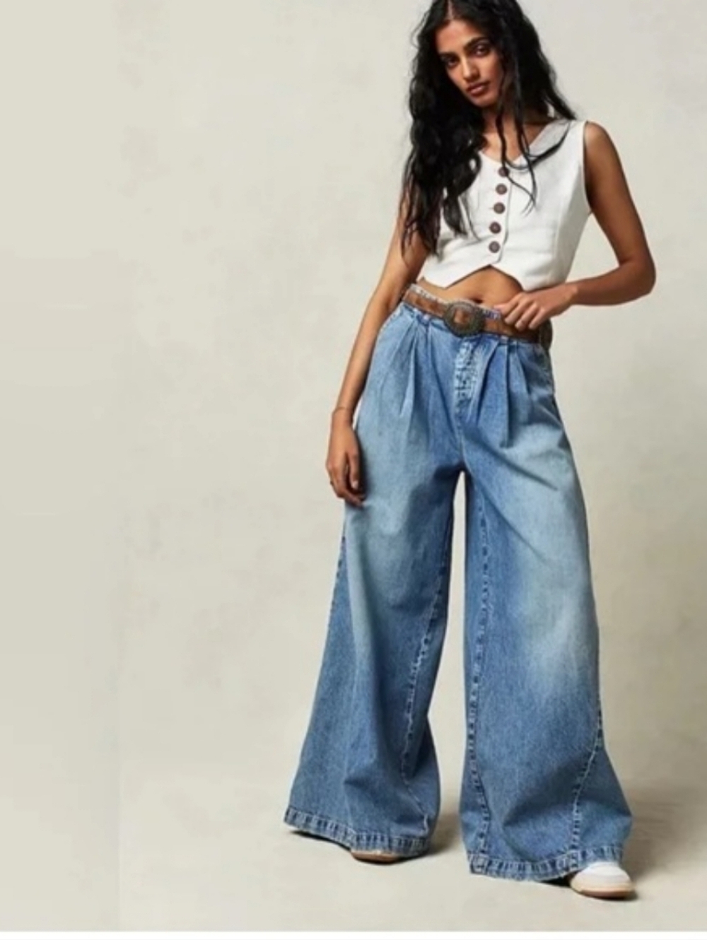 We The Free by Free People Equinox Wide-Leg Jeans Boho Grunge Indie Sz 27 70s